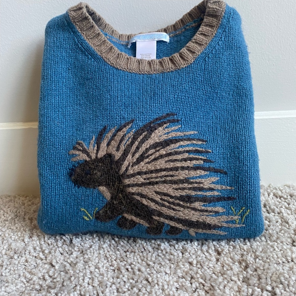 Blue and Tan Porcupine Janie and Jack Children Sweater Size 6 - Picture 5 of 7